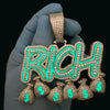 Big Rich Pendant 925 Silver Cash Money Bag CZ Glow In The Dark