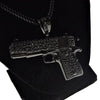 Black Gun Pistol 36" Franco Chain Necklace