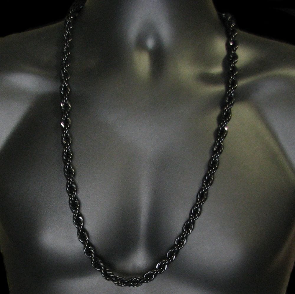 Black Rope Chain Necklace 10mm Thick 30 inch