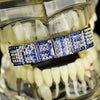 Blue Letters Personalized Iced Flooded Out Teeth Custom Name Grillz