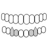 BOTTOM RIGHT & LEFT 925 Silver Two Side Teeth Open Face Vampire Fangs CZ Double Caps