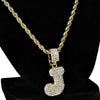 Bubble Letter J Gold Finish Rope Chain Necklace 24"