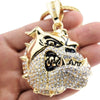 Bulldog Dog Pendant Gold Finish Franco Chain Necklace 36"