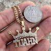 Crown Custom Name Pendant Iced Flooded Out Letters Personalized Cuban Chain Necklace