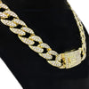 Cuban Link Iced Chain Gold Finish w/ Magnetic Clasp Necklace  20"