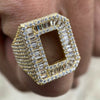 D / 11 14K Gold Plated 925 Sterling Silver Initial Letter Iced CZ Baguette Ring
