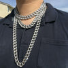 Diamond Dust Bubble Cuban Link Chain Silver Tone Necklace 18"-30"