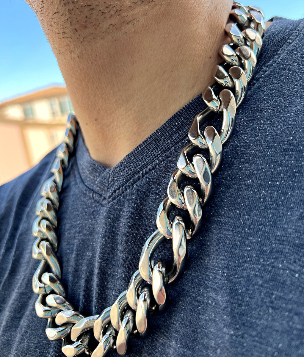 Collana In Acciaio Inox 18-30 Cm: Catena Curb Link Esagonale Figaro, Stile Unisex Elegante - Foto 9