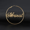 Gold / 50mm Huge Hoop Nameplate Letters Personalized Name Circle Custom Earrings 50mm 60mm 70mm