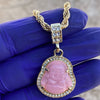 Gold Plated Pink Buddha Rope Chain Necklace 24"