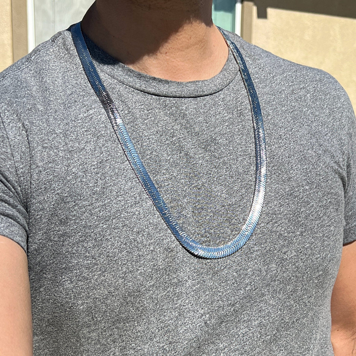 Herringbone Chain Necklace Silver Tone 30