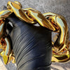Hip Hop Chain Cuban Link Chunky Plastic Big Jumbo Necklace Gold-Tone 62MM