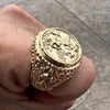 Huge 18K Gold Plated Ring Mexican Centenario Anillo Oro Laminado Moneda 50 Pesos