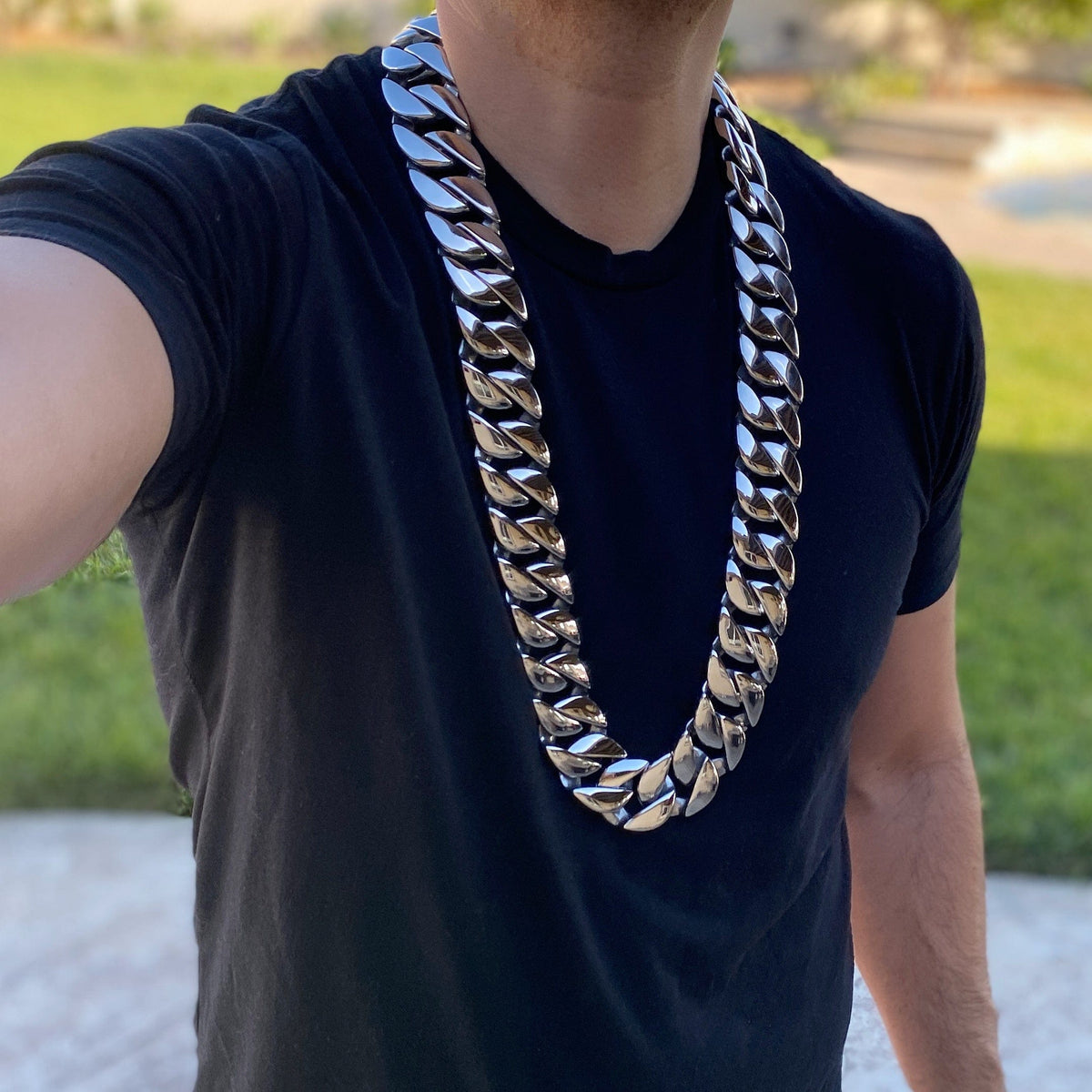 Miami Cuban Link Chain 36 Silver Chain Huge 30MM Thick Cuban Chain