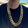 Huge 316L Stainless Steel Gold Finish Cuban Link Chain Necklace 28" x 25MM