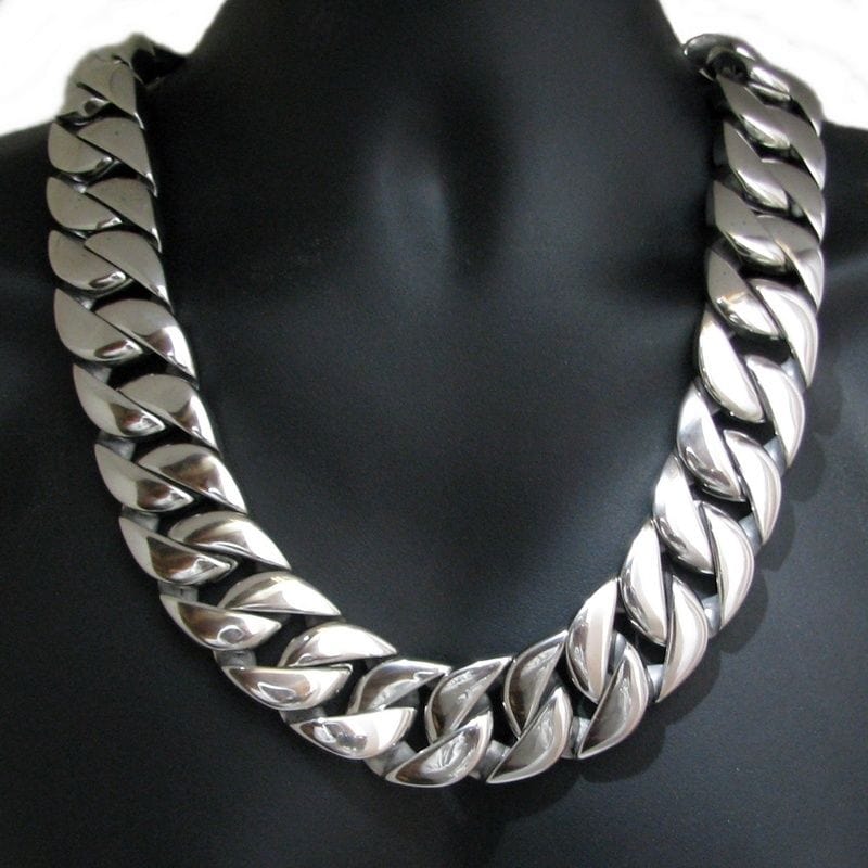 Huge 316L Stainless Steel Silver Cuban Chain Necklace 28 30MM