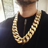 Huge 316L Stainless Steel w/Gold Finish Cuban Chain Necklace 30 mm x 28"
