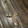 Huge Christ The Redeemer 4.5" Pendant Gold Finish Cuban Chain Necklace 30"