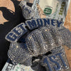 Huge "Get Money 1st" Cash Fist Jumbo Pendant Silver Tone Charm