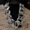 Huge Hip Hop Chain Cuban Link Plastic Necklace Silver Tone 62MM
