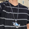 Huge Silver Praying Hands Chain Necklace 30"