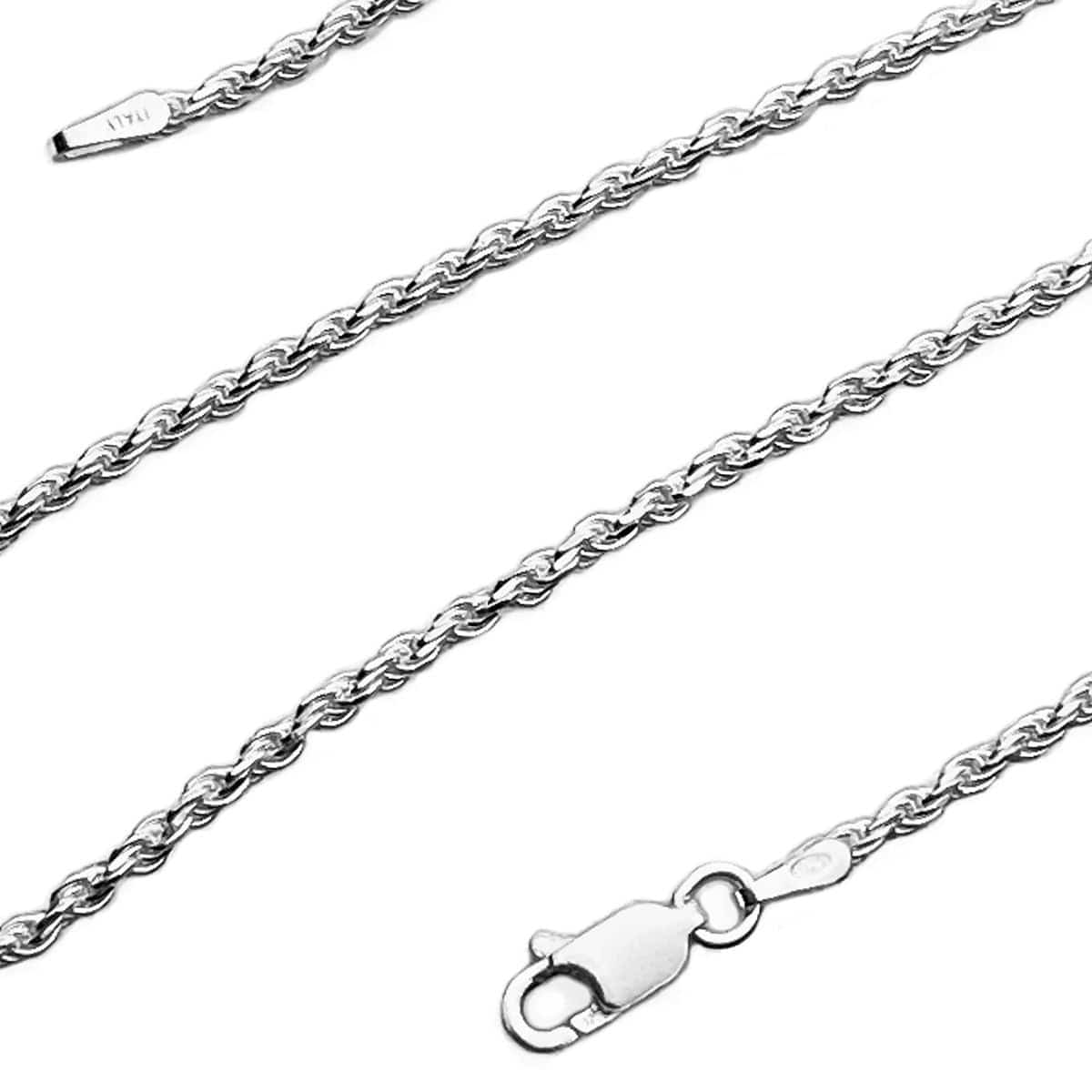 Italy 925 Sterling Silver Rope Chain Necklace 16