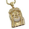 Jesus Head Iced Pendant Gold Finish 36" Franco Chain Necklace