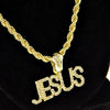 Jesus Letters Gold Finish Rope Chain Necklace 24"