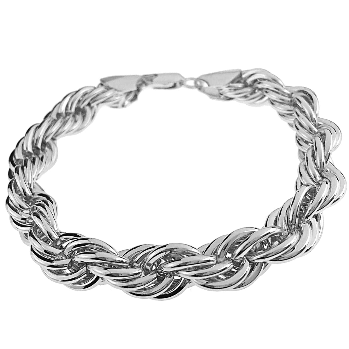 Large Men's Big Rope Chain Hip Hop Bracelet Silver Tone 10MM 10
