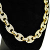 Mariner Iced Anchor Links Gold Finish Chain Necklace 12MM 24"