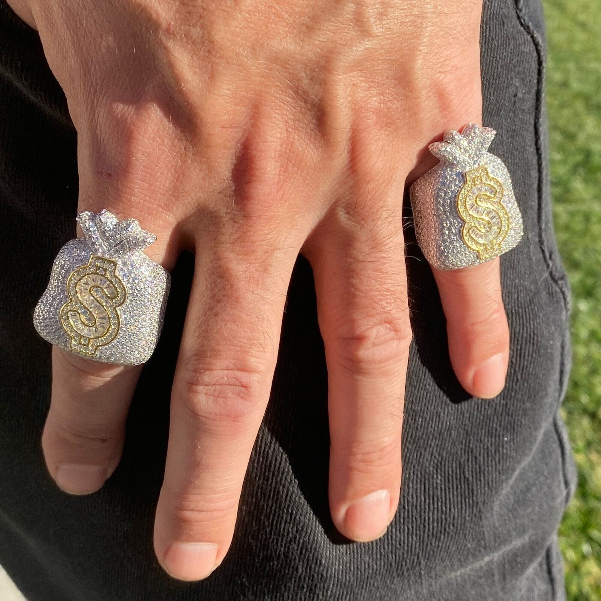 Gangster Hip Hop Dollar Ring für Erwachsene gold - Karneval Megastore