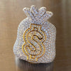 Men's Huge 925 Silver Money Bag $ Dollar Sign Iced Heavy Hip Hop Ring