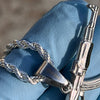 Men's Silver Tone Rope Chain 24" 3MM w/ Stainless Steel AK-47 Gun Rifle Pendant