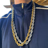 Mens 316L Stainless Steel Rope Chain Necklace 18k Gold Plated Or Silver 10MM 30"