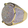 Mens Huge CZ Round Two-Tone Ring 22MM