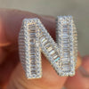 N / 8 925 Sterling Silver Initial Letter Iced Baguette Flooded Out Ring