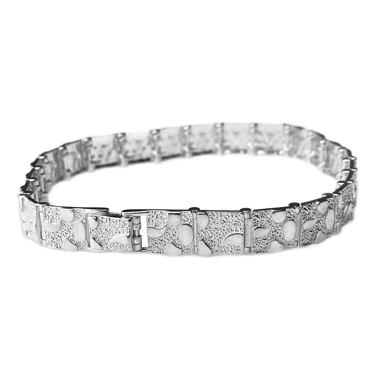 Real Solid 925 Sterling Silver Flat Nugget Bracelet 8.5