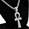 One-Row Silver Tone 24" Ankh Chain Necklace