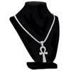 One-Row Silver Tone 24" Ankh Chain Necklace