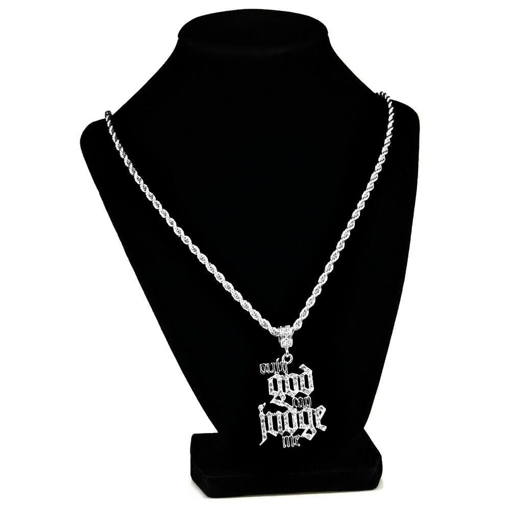 Only God Can Judge Me Silver Tone Rope Chain Necklace 24