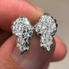 Real 925 Sterling Silver Iced CZ Nugget Earrings 16MM