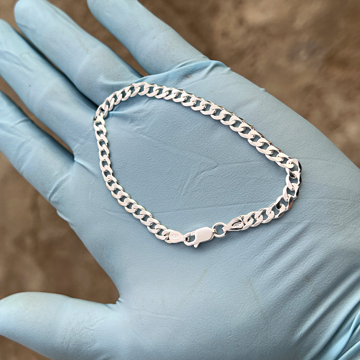 Real 925 Sterling Silver Italy Flat Cuban Link Chain Bracelet 5MM (7