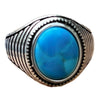Real 925 Sterling Silver Natural Turquoise Oval Gemstone Ring