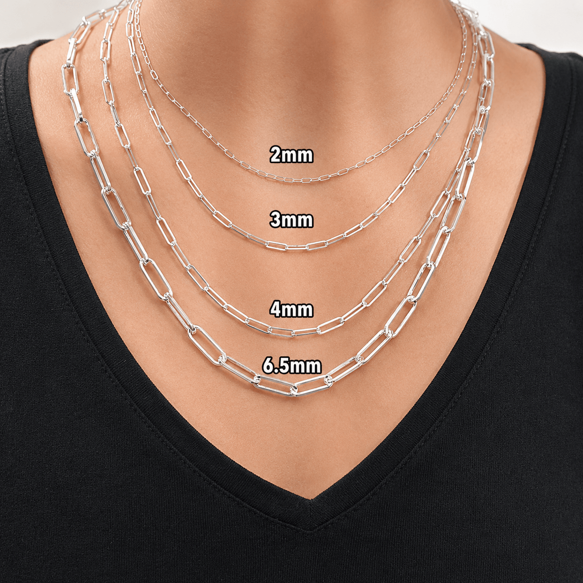 Real 925 Sterling Silver Paperclip Chain Necklace 14