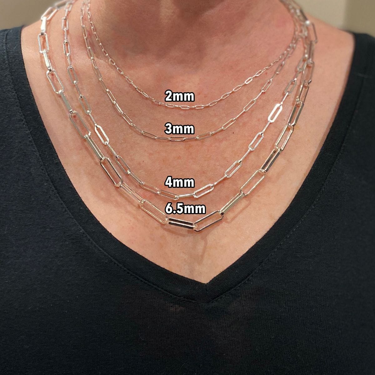 Real 925 Sterling Silver Paperclip Chain Necklace 14