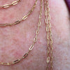 Real Solid 14K Gold Paperclip Paper Clip Chain Necklace Italy 16" -24" 2.5MM