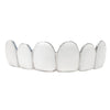 Real Solid 925 Sterling Silver White Enamel Top Six Teeth Grillz