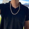 Rope Chain Retro Hip Hop Necklace Silver Tone 26" x 10MM Thick