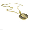 Round Virgin Mary La Virgen Pendant Gold Finish 24" Figaro Chain Necklace