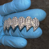 Shark Grillz Eight Top Teeth Silver Tone Iced CZ Flooded Out Grills